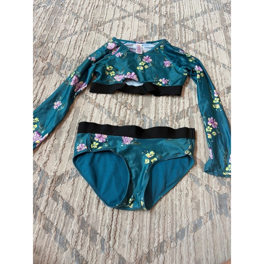 justice bikini two‎ piece swimsuit rash guard medium girls
